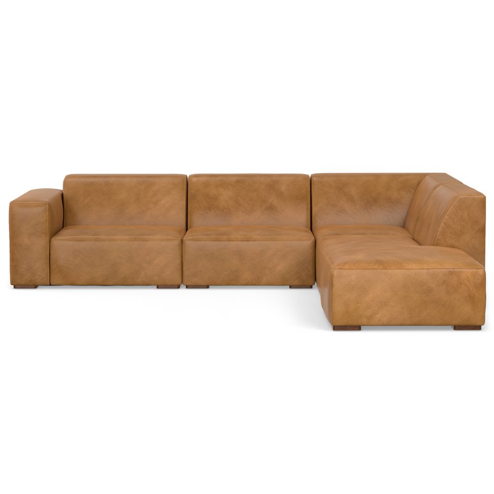 116" Sienna Leather Sofa With Ottoman With Brown Legs HomeRoots