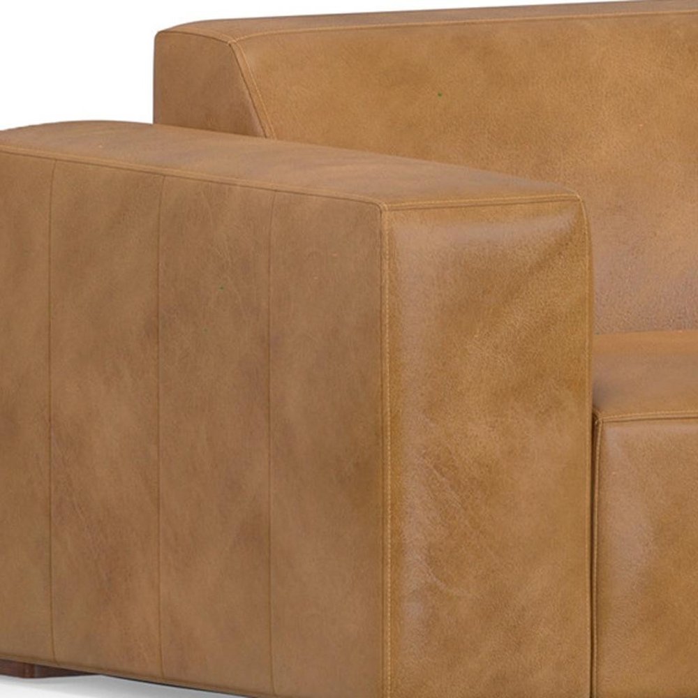 116" Sienna Leather Sofa With Ottoman With Brown Legs HomeRoots