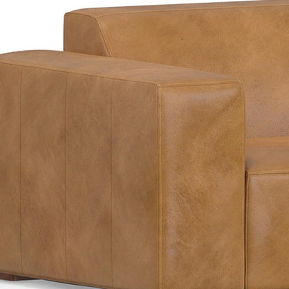 116" Sienna Leather Sofa With Ottoman With Brown Legs HomeRoots