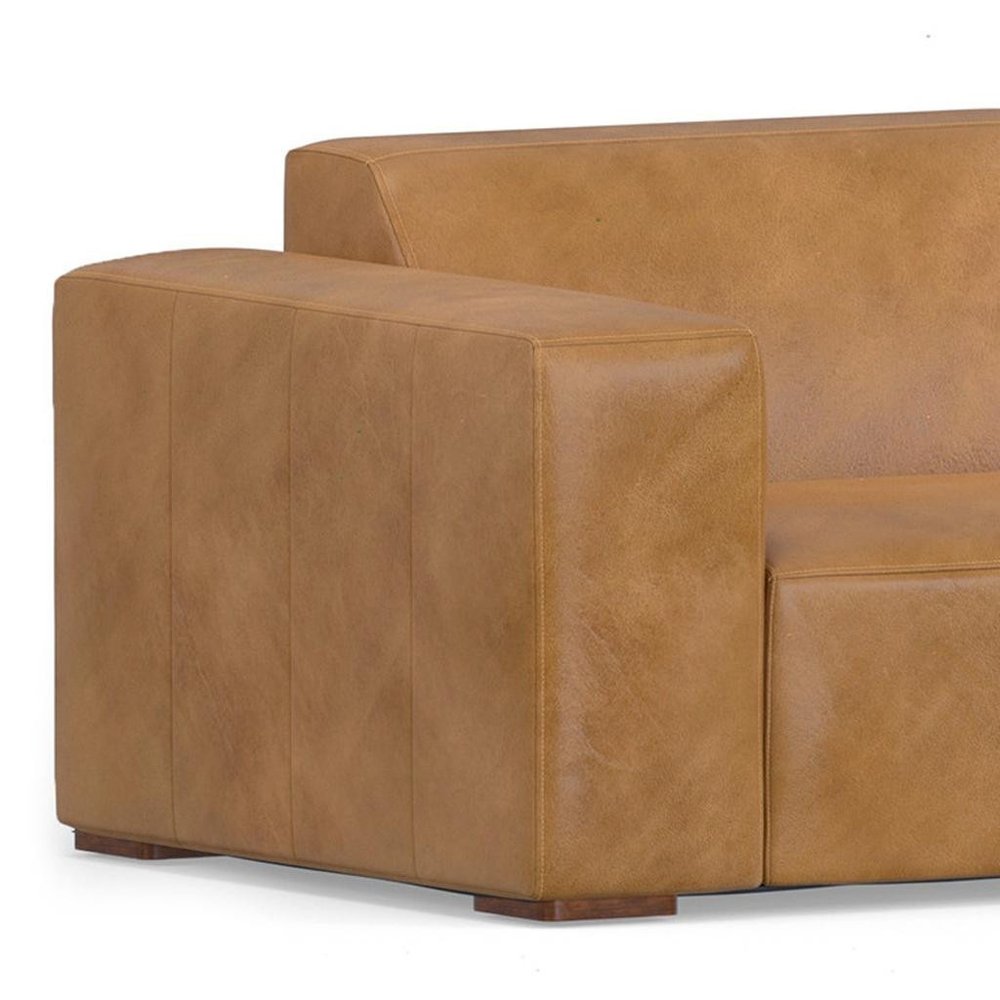 116" Sienna Leather Sofa With Ottoman With Brown Legs HomeRoots