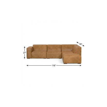 116" Sienna Leather Sofa With Ottoman With Brown Legs HomeRoots