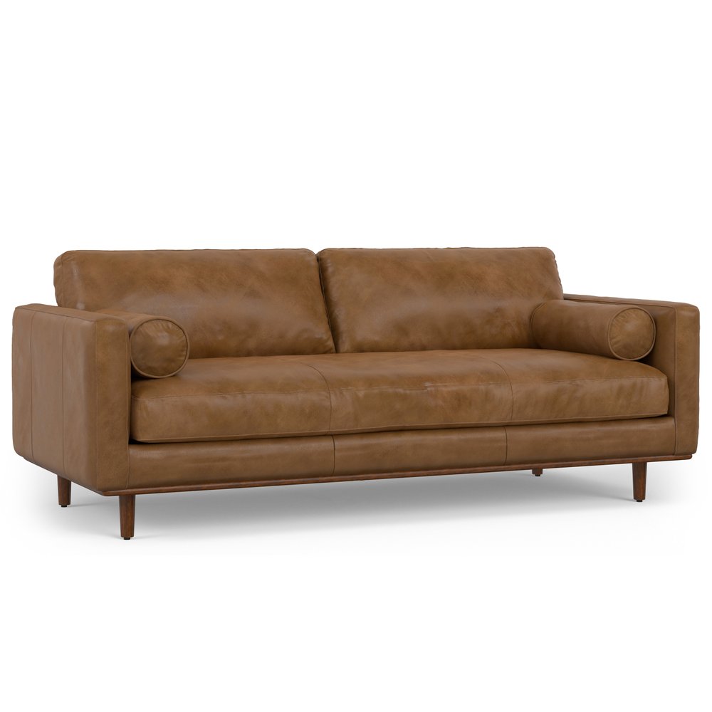 89" Brown Leather Sofa With Ottoman HomeRoots
