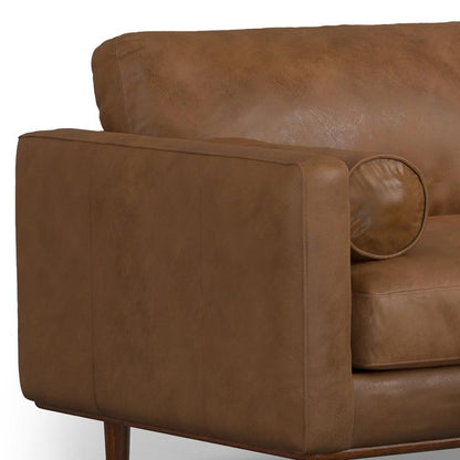 89" Brown Leather Sofa With Ottoman HomeRoots