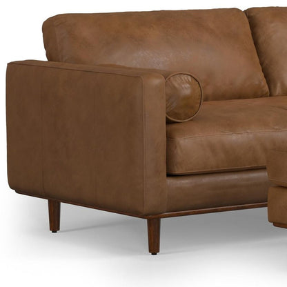 89" Brown Leather Sofa With Ottoman HomeRoots