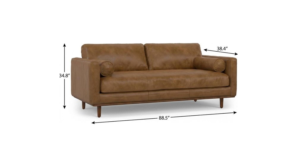 89" Brown Leather Sofa With Ottoman HomeRoots
