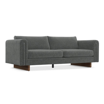 84" Dark Gray Fabric Sofa With Walnut Legs HomeRoots