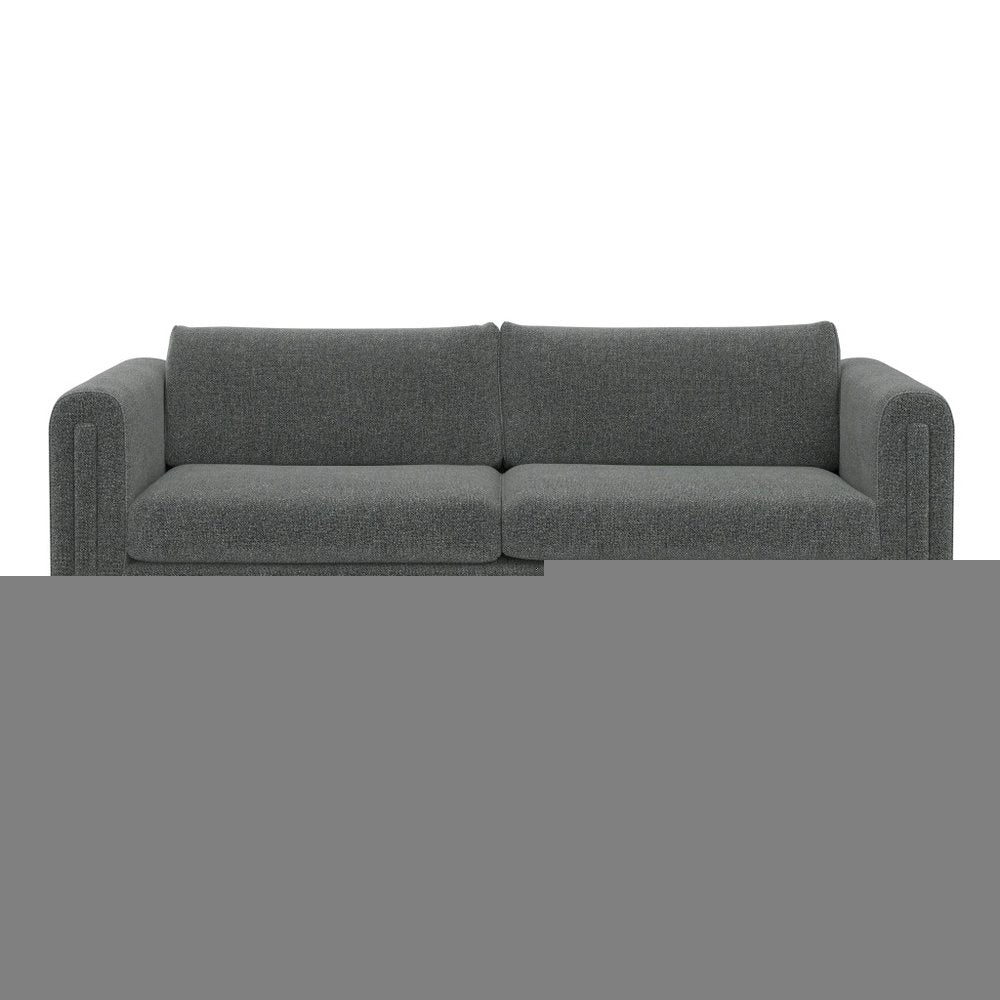 84" Dark Gray Fabric Sofa With Walnut Legs HomeRoots