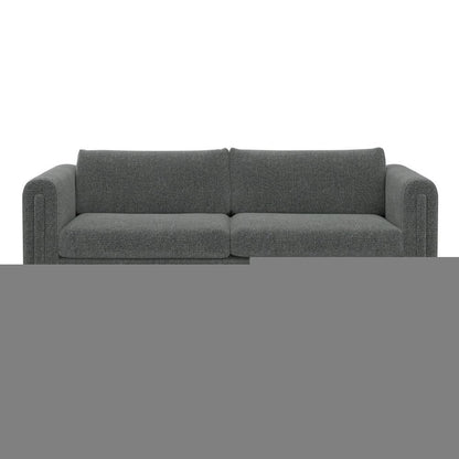 84" Dark Gray Fabric Sofa With Walnut Legs HomeRoots