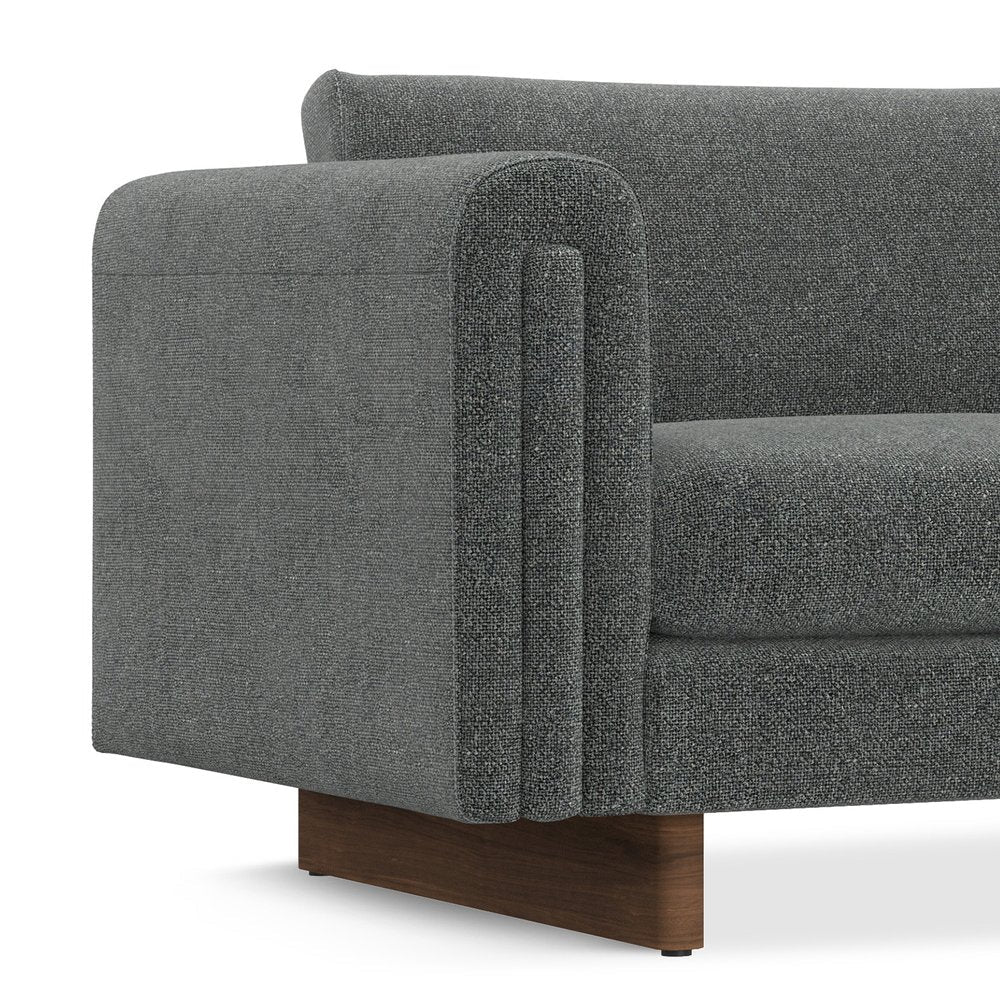 84" Dark Gray Fabric Sofa With Walnut Legs HomeRoots