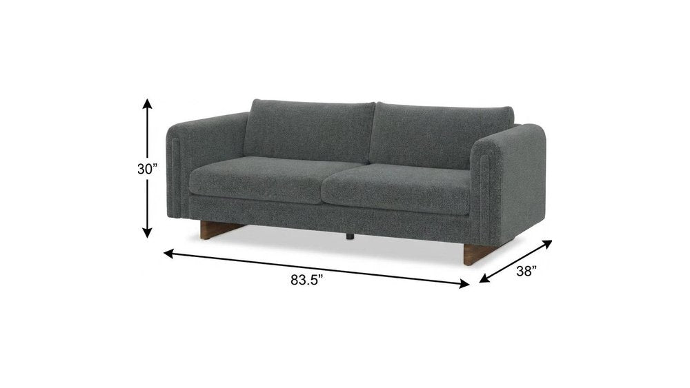 84" Dark Gray Fabric Sofa With Walnut Legs HomeRoots