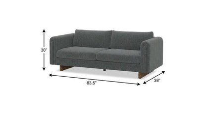 84" Dark Gray Fabric Sofa With Walnut Legs HomeRoots