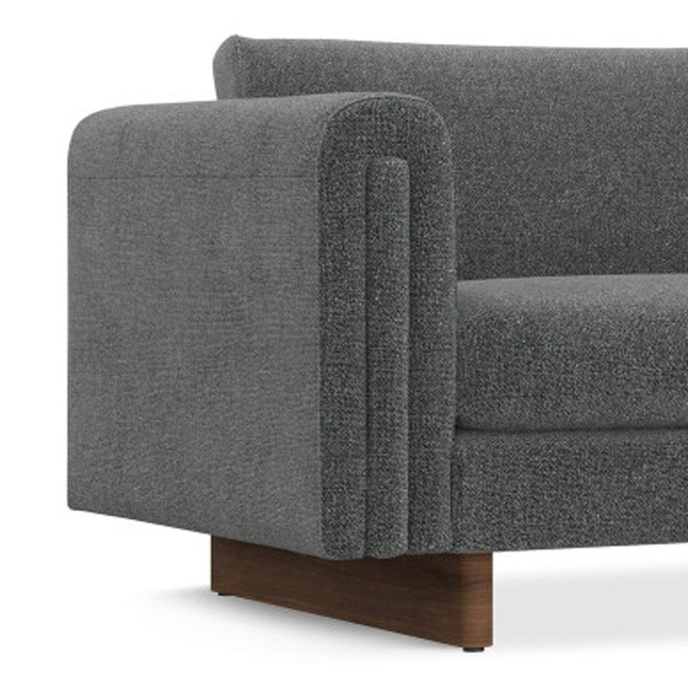 84" Dark Gray Fabric Sofa With Walnut Legs HomeRoots