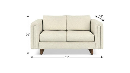 61" Ivory Fabric Sofa With Walnut Legs HomeRoots