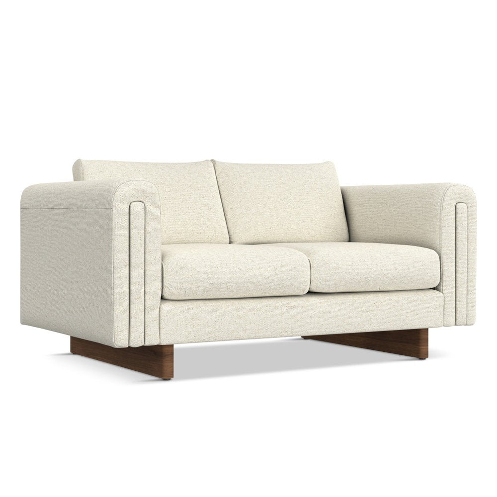 61" Ivory Fabric Sofa With Walnut Legs HomeRoots
