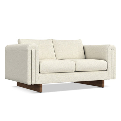 61" Ivory Fabric Sofa With Walnut Legs HomeRoots