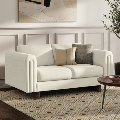 61" Ivory Fabric Sofa With Walnut Legs HomeRoots