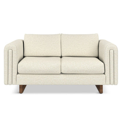 61" Ivory Fabric Sofa With Walnut Legs HomeRoots