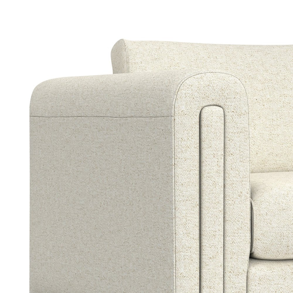 61" Ivory Fabric Sofa With Walnut Legs HomeRoots