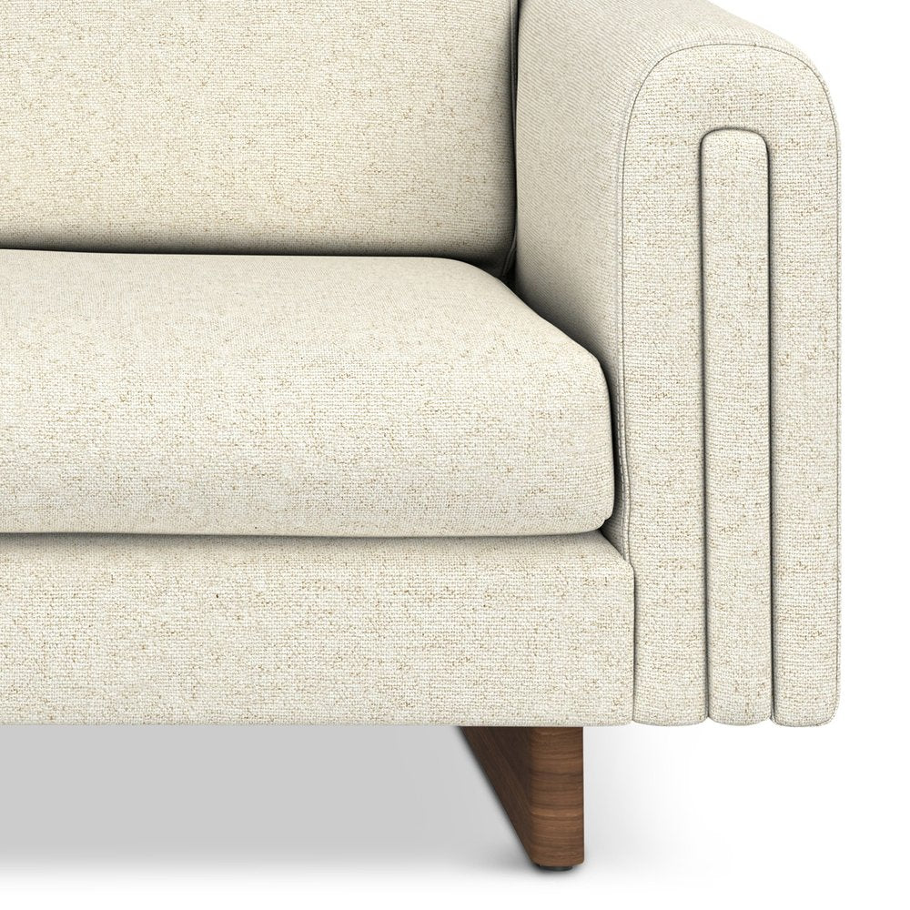 61" Ivory Fabric Sofa With Walnut Legs HomeRoots