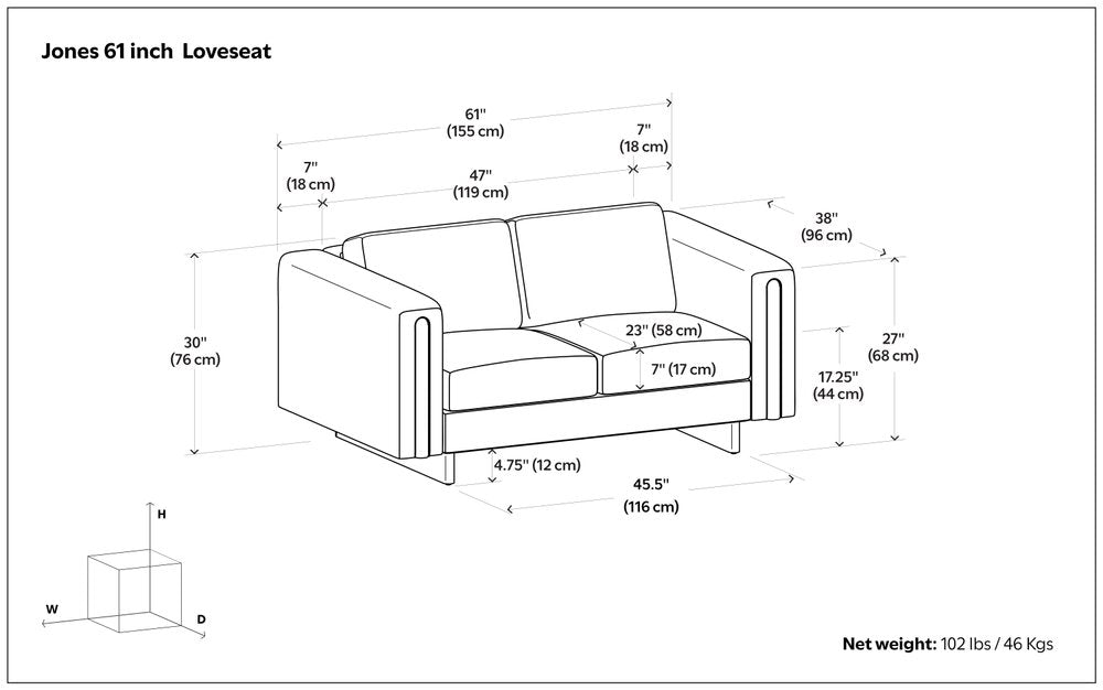 61" Ivory Fabric Sofa With Walnut Legs HomeRoots