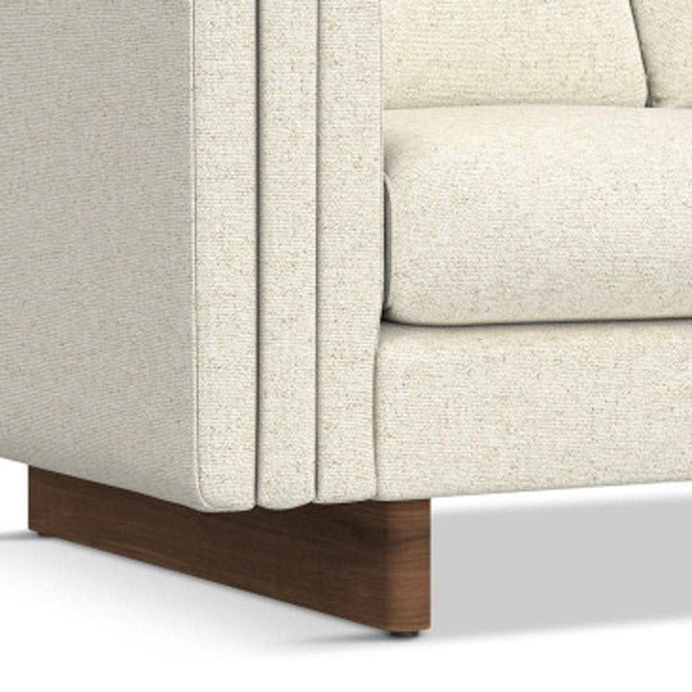61" Ivory Fabric Sofa With Walnut Legs HomeRoots