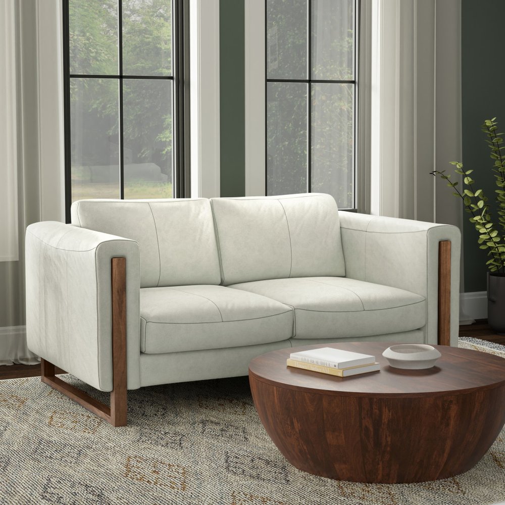 62" Gray Leather Sofa HomeRoots