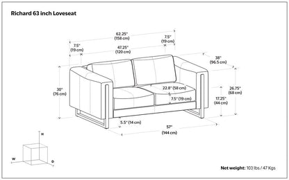 62" Gray Leather Sofa HomeRoots