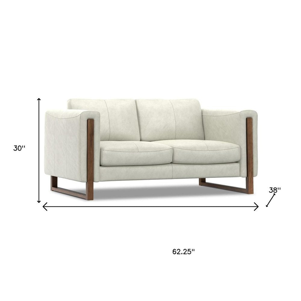 62" Gray Leather Sofa HomeRoots