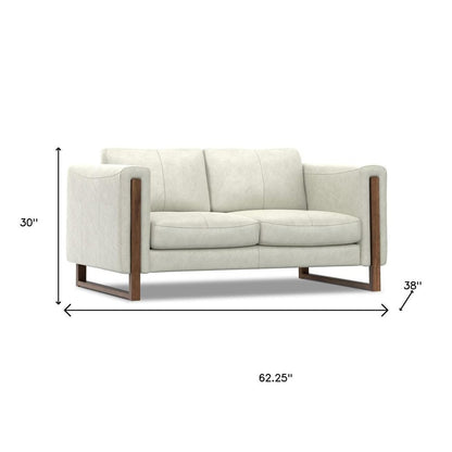 62" Gray Leather Sofa HomeRoots