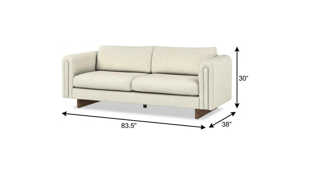 84" Ivory Fabric Sofa With Walnut Legs HomeRoots