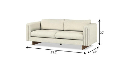 84" Ivory Fabric Sofa With Walnut Legs HomeRoots