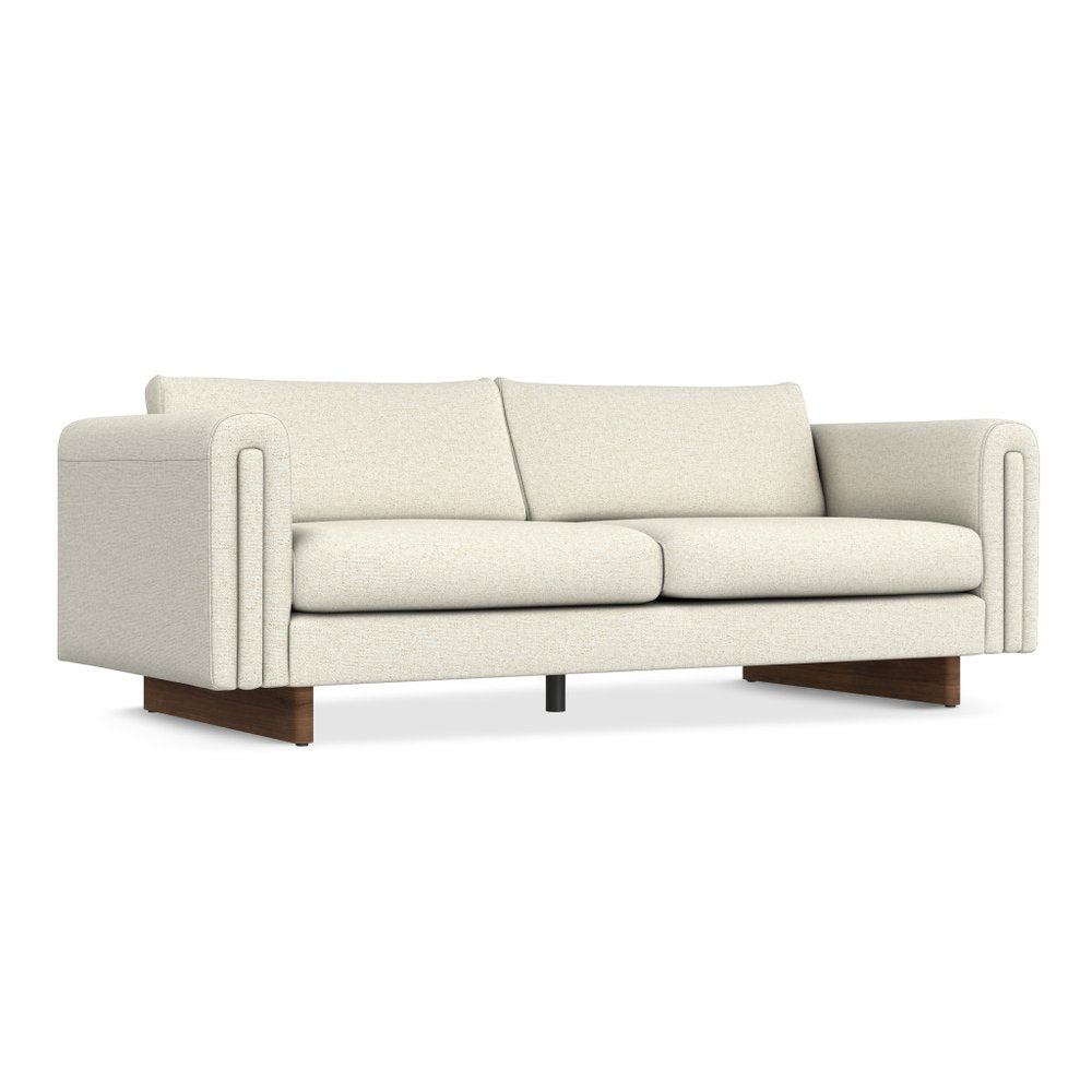 84" Ivory Fabric Sofa With Walnut Legs HomeRoots
