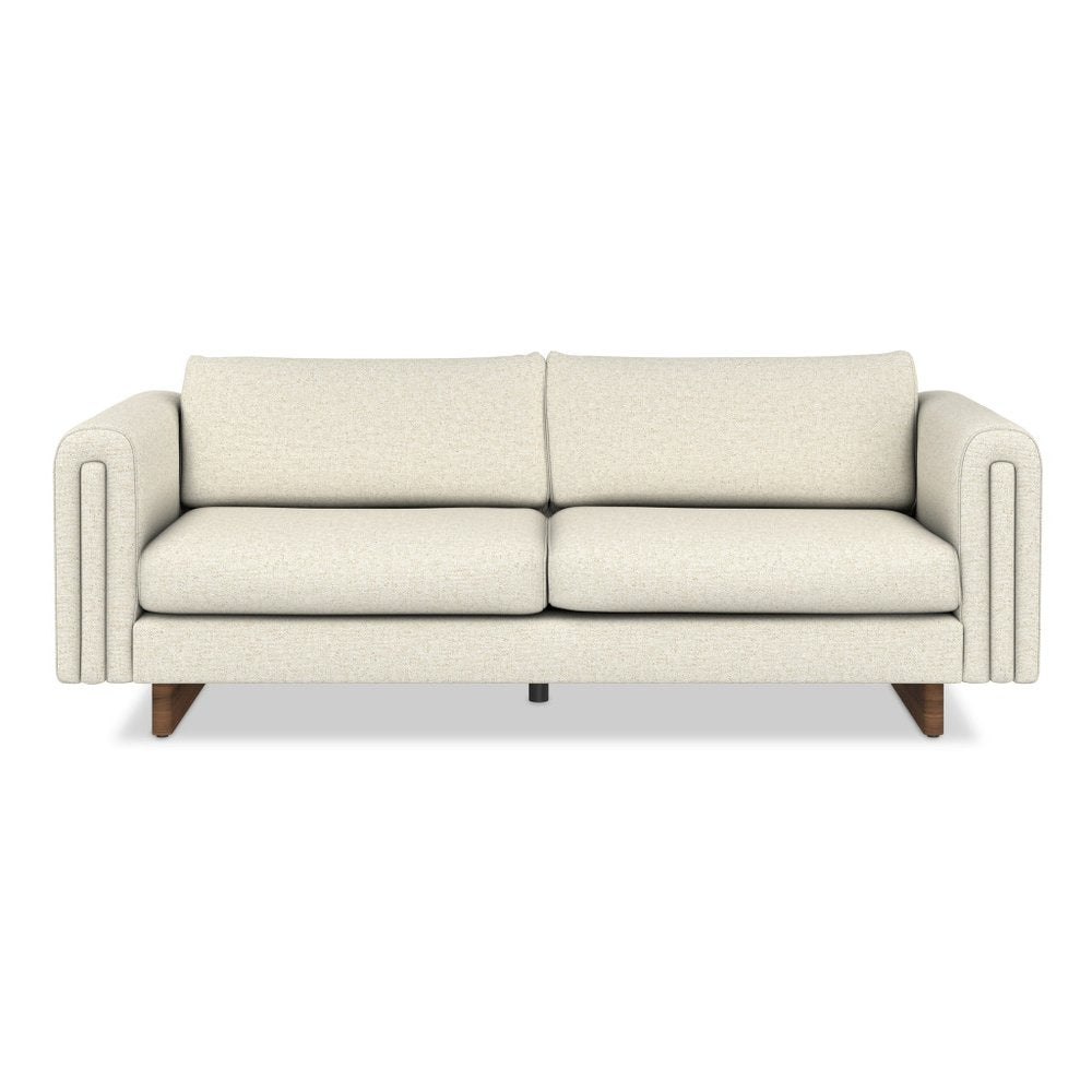 84" Ivory Fabric Sofa With Walnut Legs HomeRoots