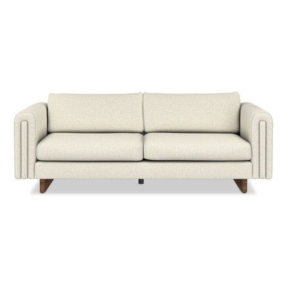 84" Ivory Fabric Sofa With Walnut Legs HomeRoots