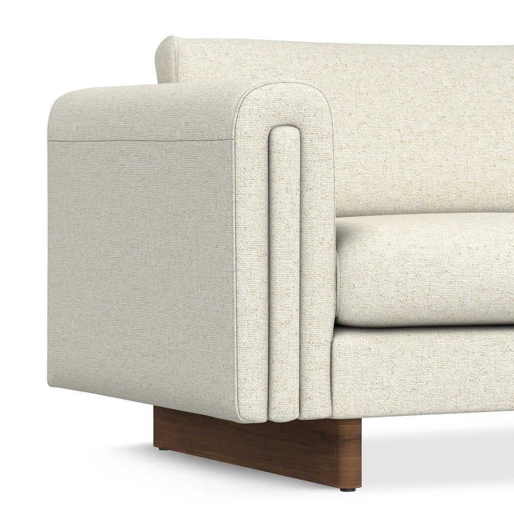 84" Ivory Fabric Sofa With Walnut Legs HomeRoots