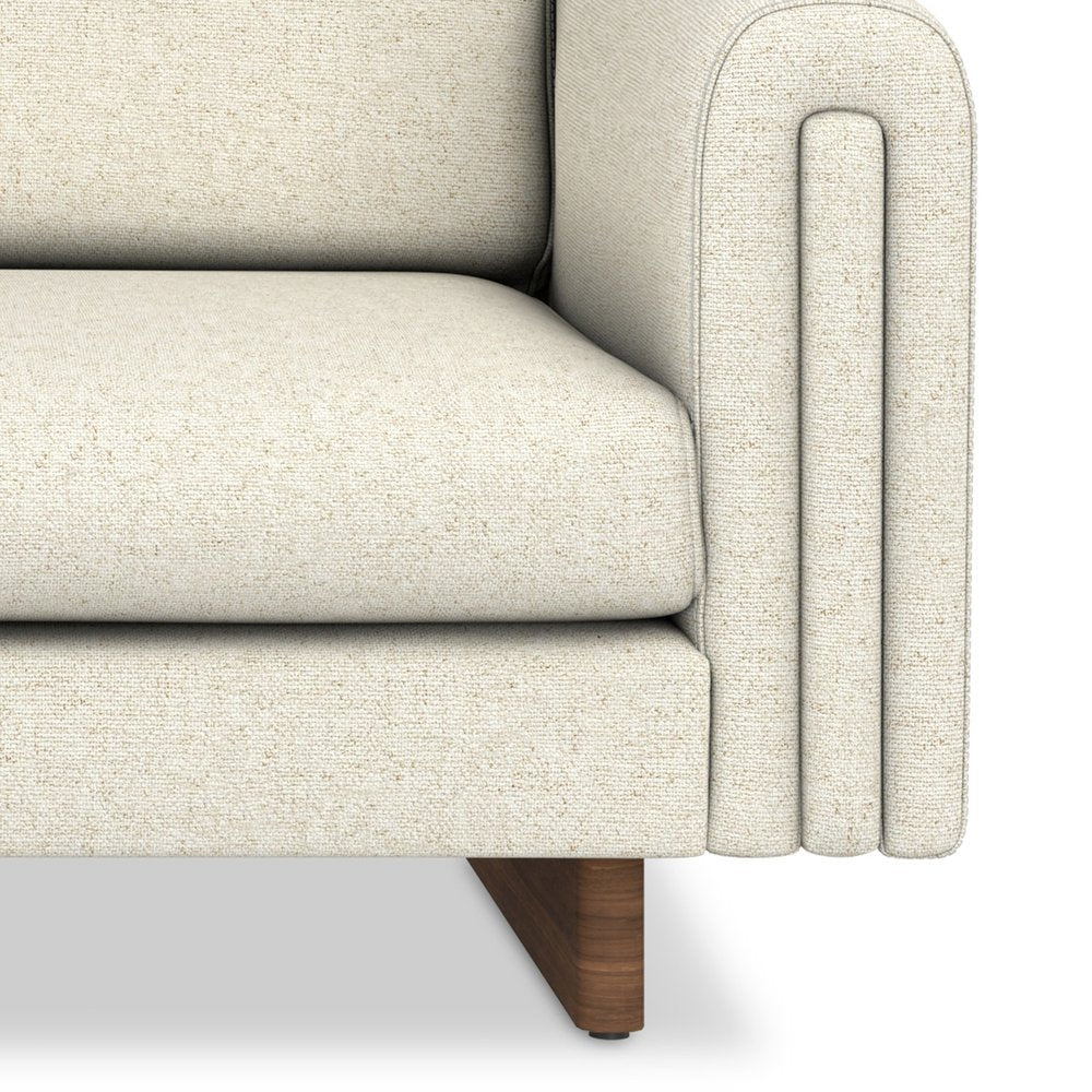 84" Ivory Fabric Sofa With Walnut Legs HomeRoots