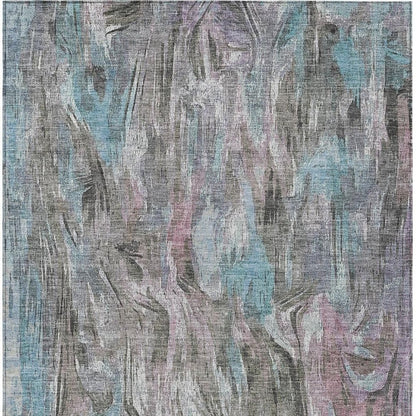 3' X 5' Taupe Teal Blue And Gray Abstract Washable Indoor Outdoor Area Rug HomeRoots