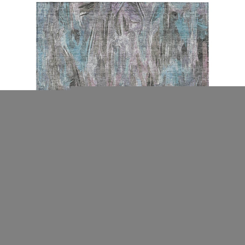 3' X 5' Taupe Teal Blue And Gray Abstract Washable Indoor Outdoor Area Rug — view 2