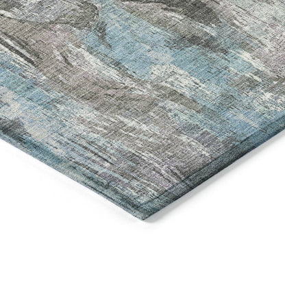 3' X 5' Taupe Teal Blue And Gray Abstract Washable Indoor Outdoor Area Rug HomeRoots