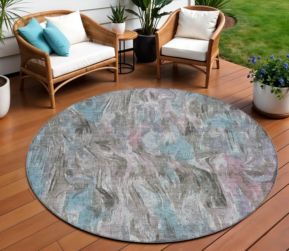 3' X 5' Taupe Teal Blue And Gray Abstract Washable Indoor Outdoor Area Rug — view 33