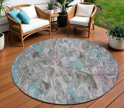 3' X 5' Taupe Teal Blue And Gray Abstract Washable Indoor Outdoor Area Rug HomeRoots