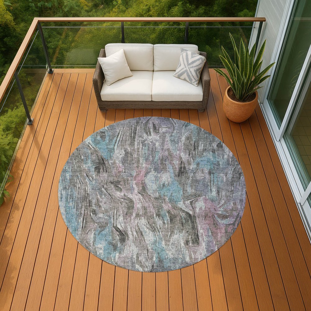 3' X 5' Taupe Teal Blue And Gray Abstract Washable Indoor Outdoor Area Rug HomeRoots