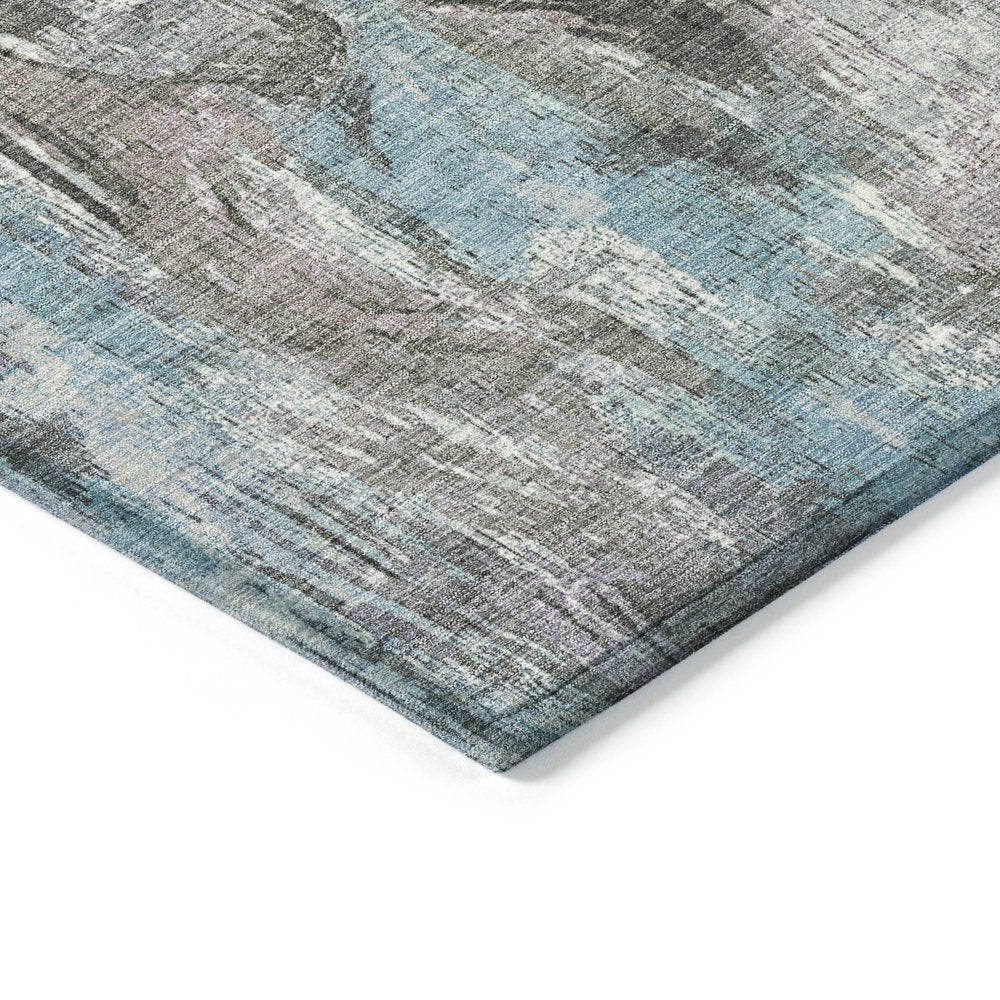 3' X 5' Taupe Teal Blue And Gray Abstract Washable Indoor Outdoor Area Rug HomeRoots