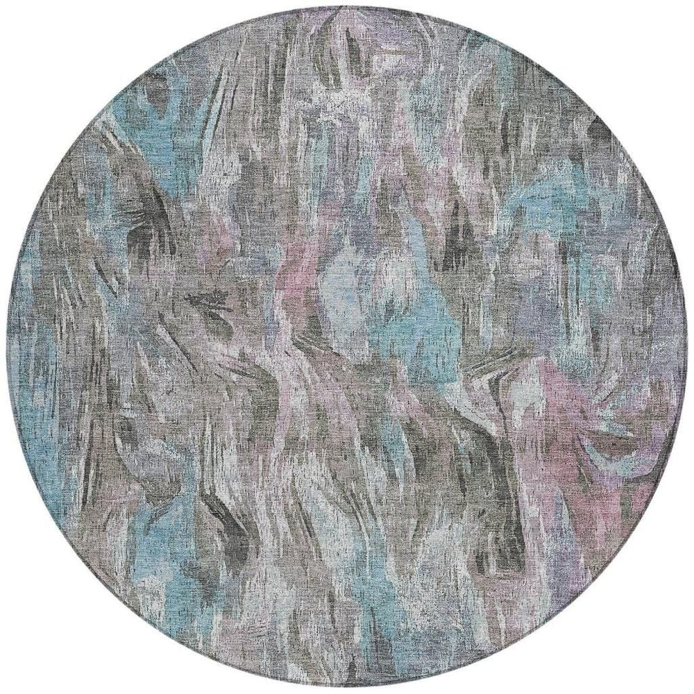 3' X 5' Taupe Teal Blue And Gray Abstract Washable Indoor Outdoor Area Rug — view 35