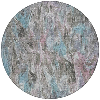 3' X 5' Taupe Teal Blue And Gray Abstract Washable Indoor Outdoor Area Rug HomeRoots