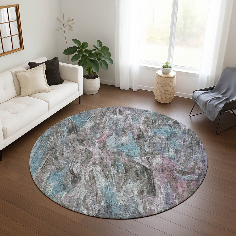 3' X 5' Taupe Teal Blue And Gray Abstract Washable Indoor Outdoor Area Rug — view 39