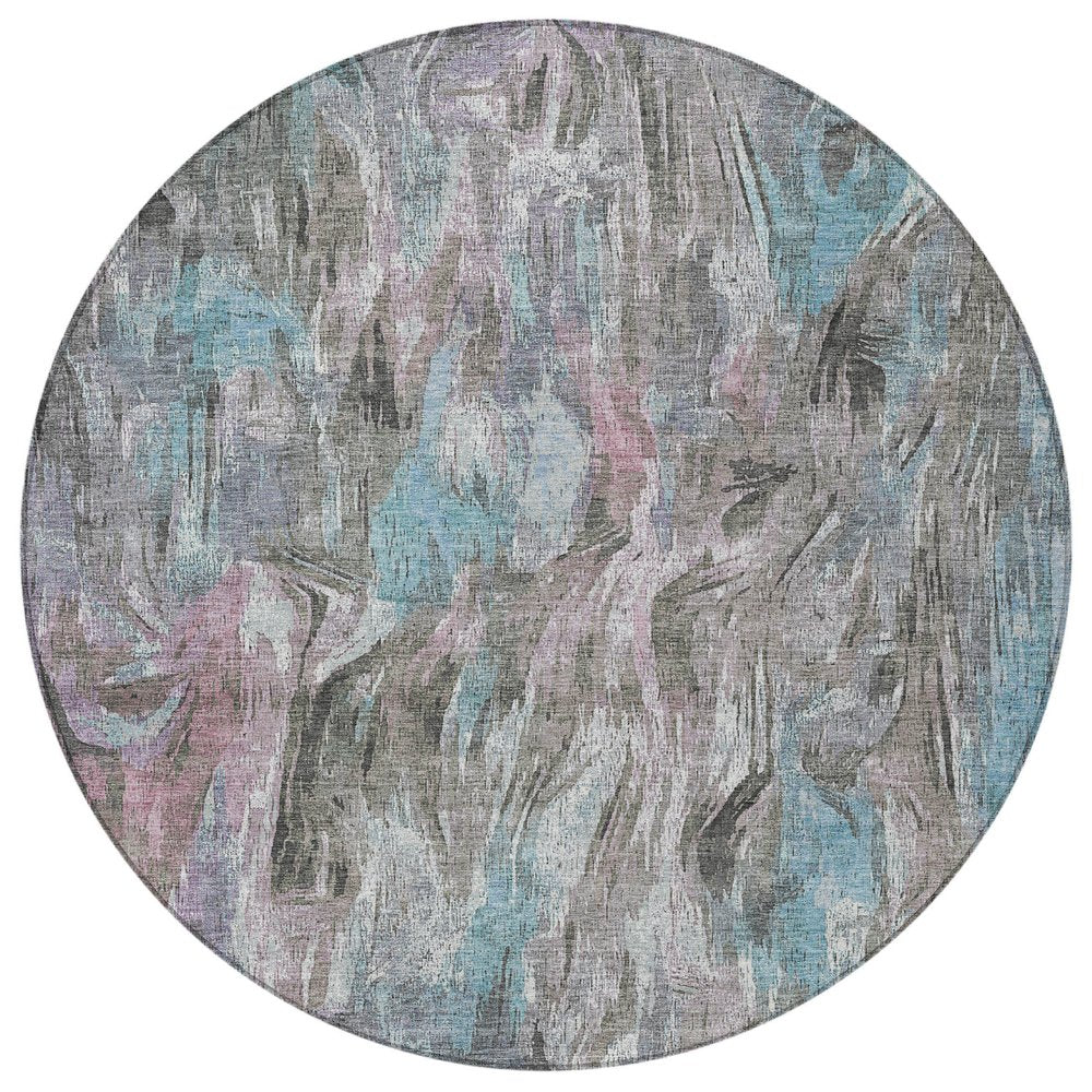 3' X 5' Taupe Teal Blue And Gray Abstract Washable Indoor Outdoor Area Rug HomeRoots