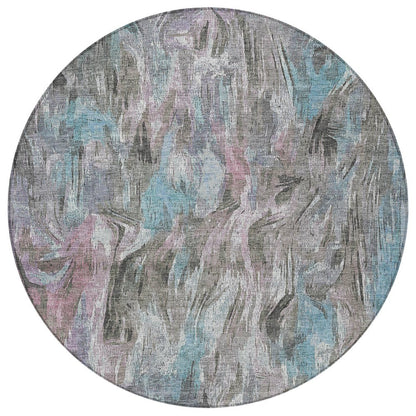3' X 5' Taupe Teal Blue And Gray Abstract Washable Indoor Outdoor Area Rug HomeRoots