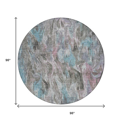 3' X 5' Taupe Teal Blue And Gray Abstract Washable Indoor Outdoor Area Rug HomeRoots