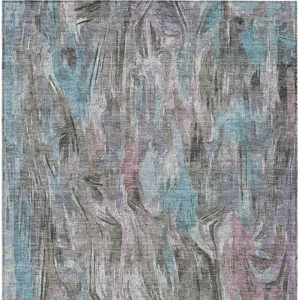 3' X 5' Taupe Teal Blue And Gray Abstract Washable Indoor Outdoor Area Rug HomeRoots